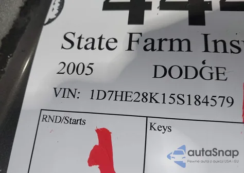 2005 Dodge Dakota St z USA, uszkodzony, nr VIN 1D7HE28K15S184579